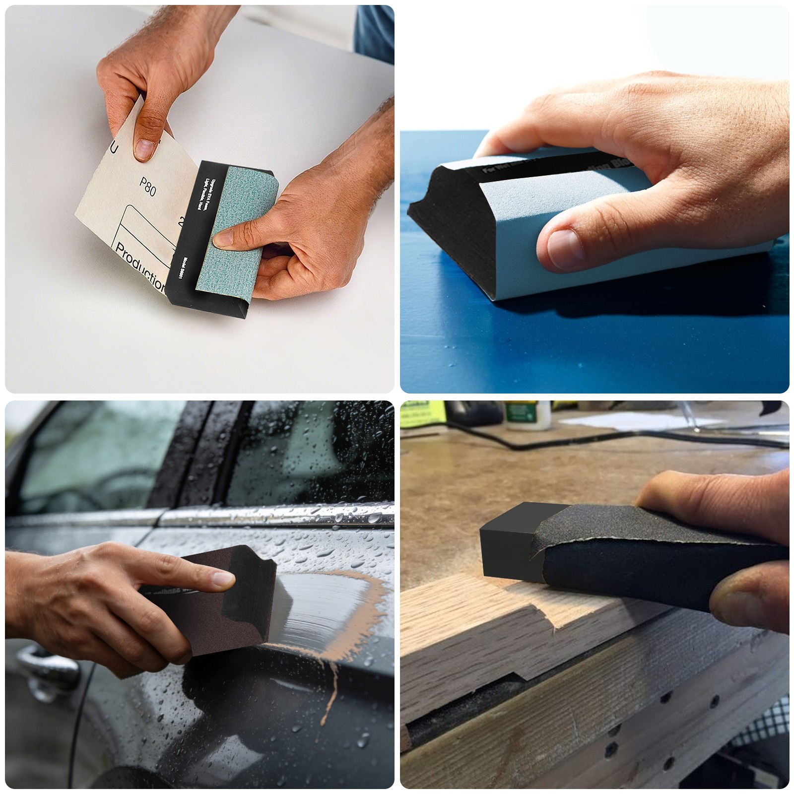 12PCS Wet Dry Flexible EVA Foam Sanding Block Kit for Auto Body Wood Paint Prep