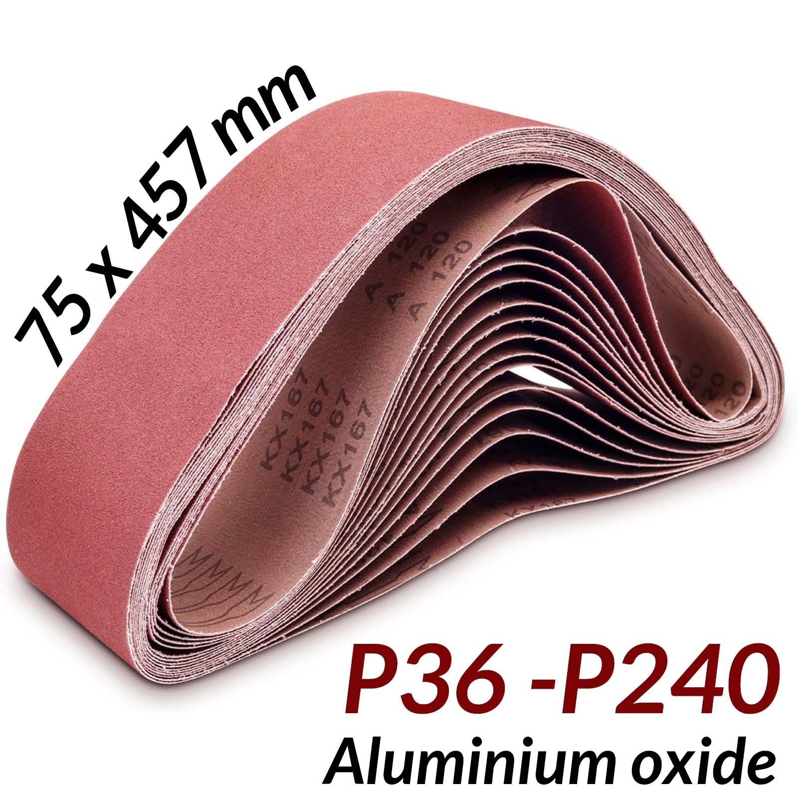Sanding Belts Power File Belt Sander 75 x 457mm Grit Coarse Fine Aluminium Oxide