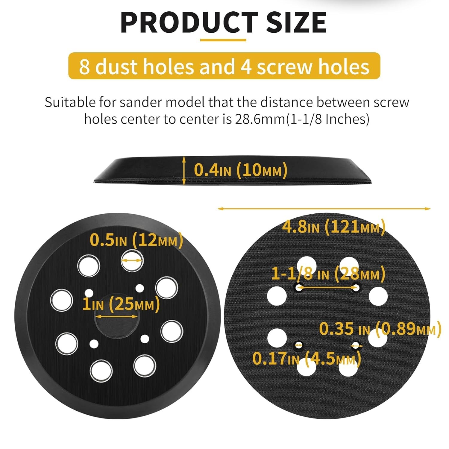 2 Pack 5″ 8 Hole Hook & Loop Replacement Sander Pads Compatible with Ryobi Ra…