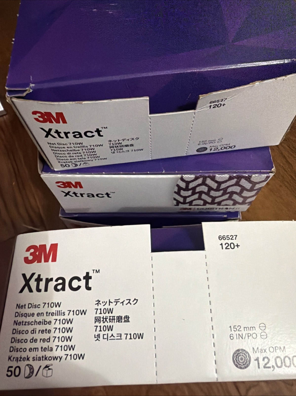 Lot 4 Box3M (50 PACK) 6″ Cubitron II Xtract Sanding Net Disc 710w 80 Grit Purple
