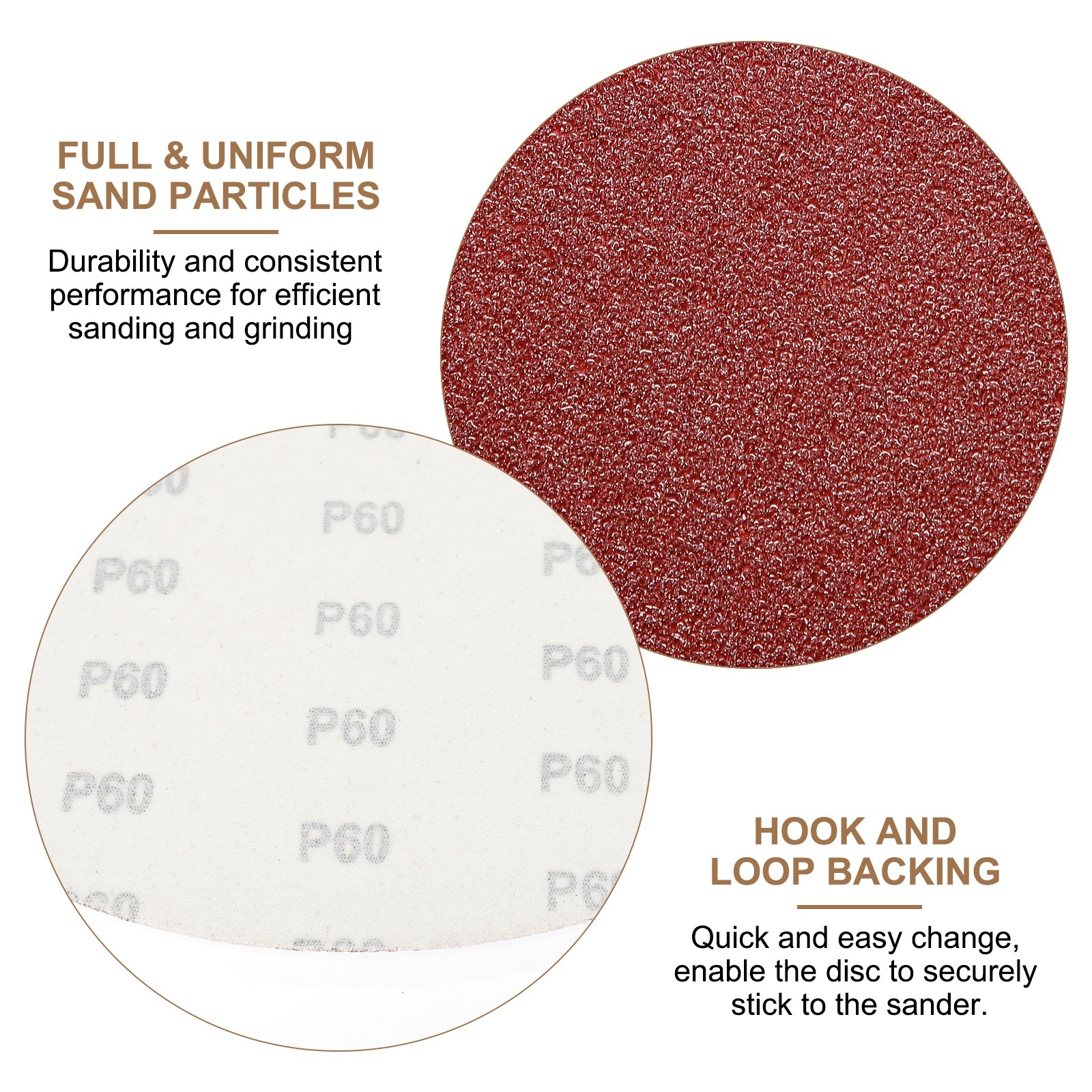 2pcs 10″ Hook and Loop Sanding Discs 60 Grits Aluminum Oxide Sandpapers