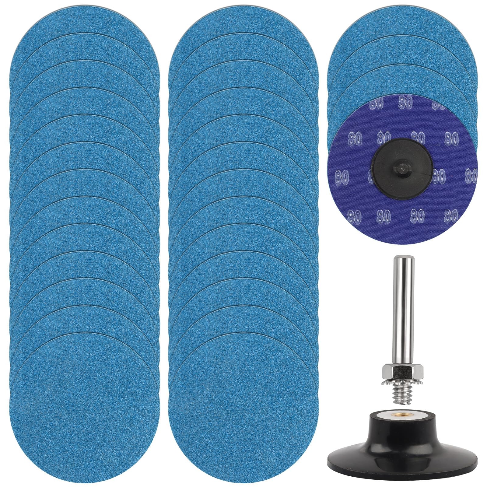 30 Pack 3″ 80 Grit Die Grinder Sanding Discs for Angle Grinder Quick Change Grin