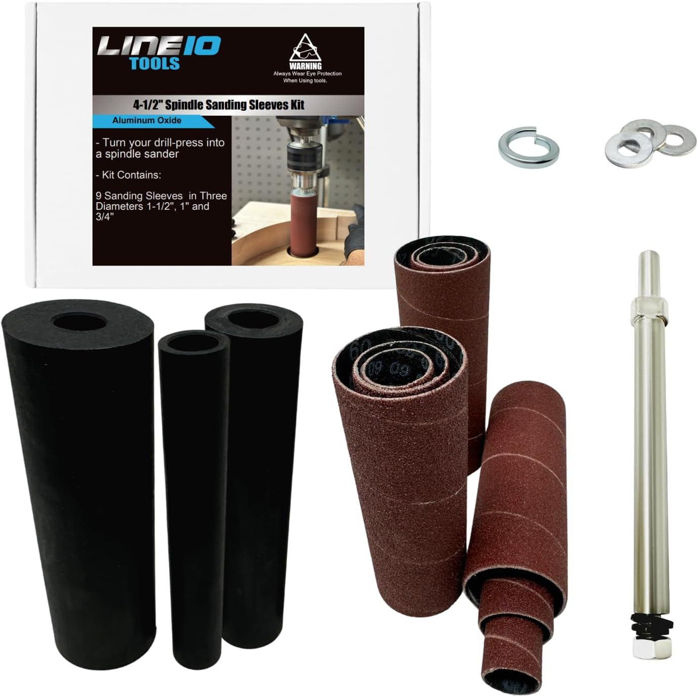4-1/2 Inch Long Spindle Sander Attachment Kit for Drill Press Sanding Drum and S