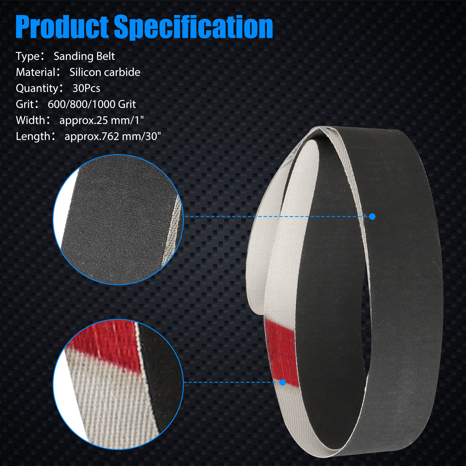 15Pcs 1x30inch Sanding Belt 600 800 1000 Grit Polishing Sander Belts Sandpaper
