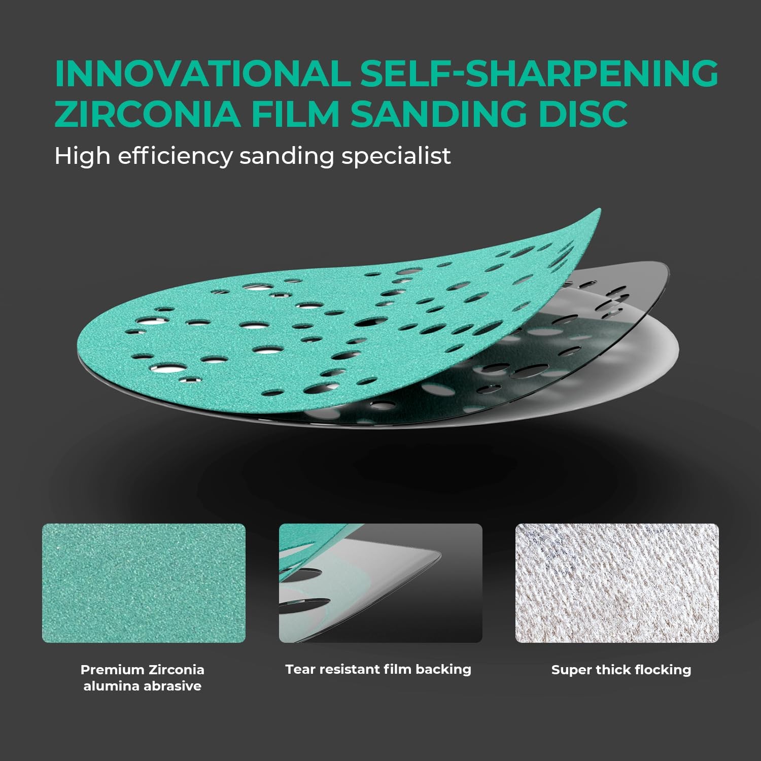 Toolant 6 Inch 49 Hole 80 Grit Sanding Disc Hook And Loop Film Backing Sanding
