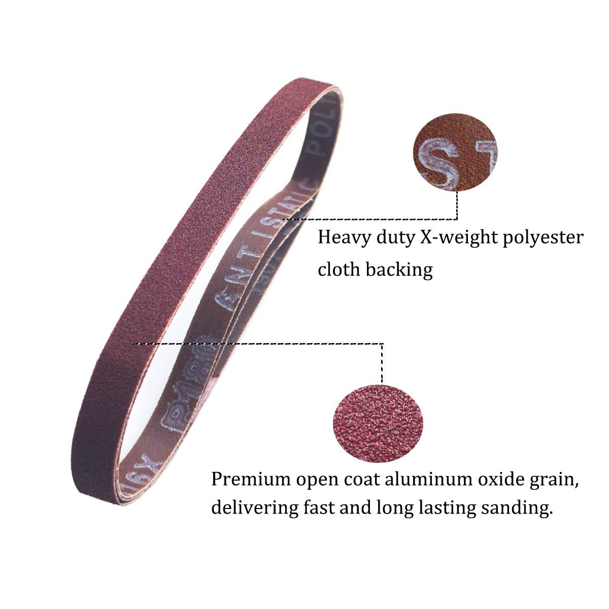 Aiyard 1/2 x 18 Inch Aluminum Oxide Sanding Belts, 4 Each of 1/2×18 inch