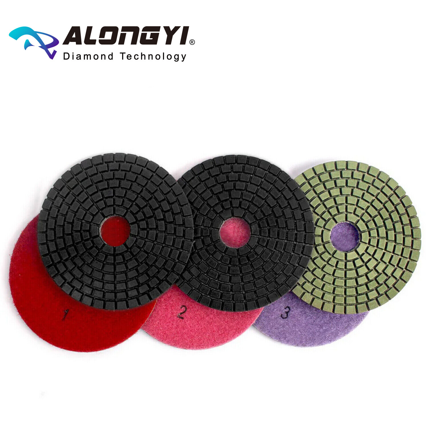 4 Inch 3 Steps Polish Pad Flexible Wet Diamond Polishing Wheels