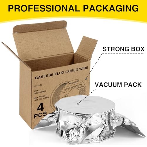 4 Pack 030 Flux Core Welding Wire, E71T-GS Gasless Mild Carbon 0.030″ 4pack 2lb