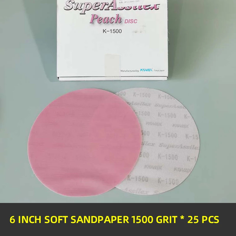25PCS KOVAX 6 Inch Sandpaper Round Flocking Car Paint Beauty Fine Sanding 150mm