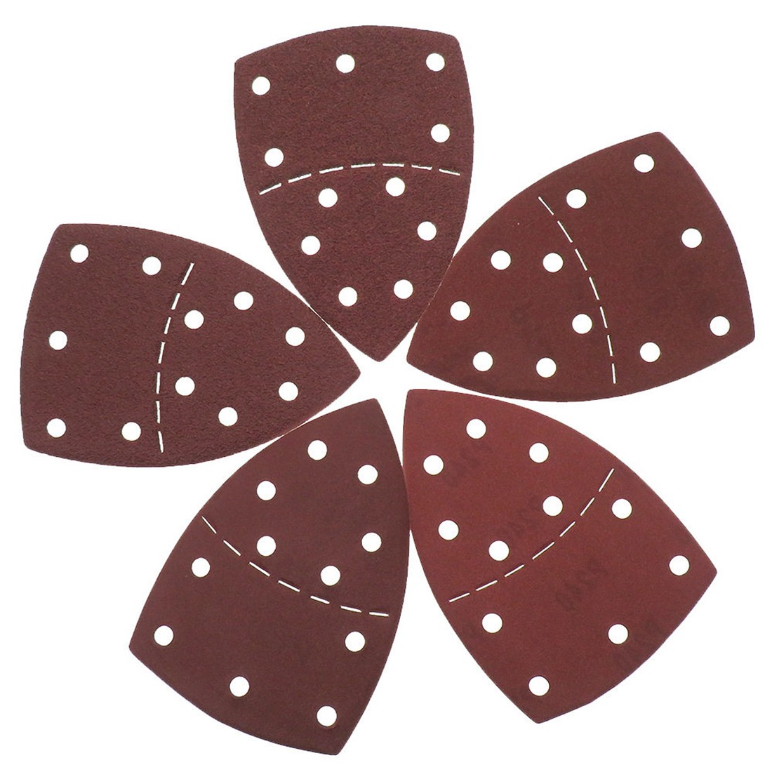 P40-P320 Sanding Sheets Hook&Loop Triangle Palm Sander Pads Sandpaper 11 Hole