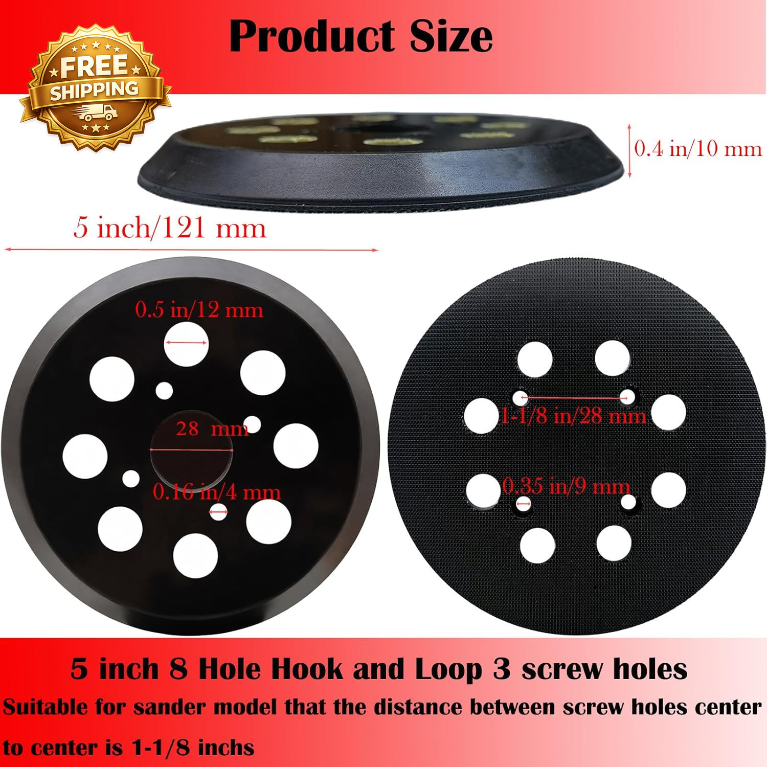 2 Pack 5 Inch 8 Hole Hook-And-Replacemet Sanding Pad for SKIL SR211601