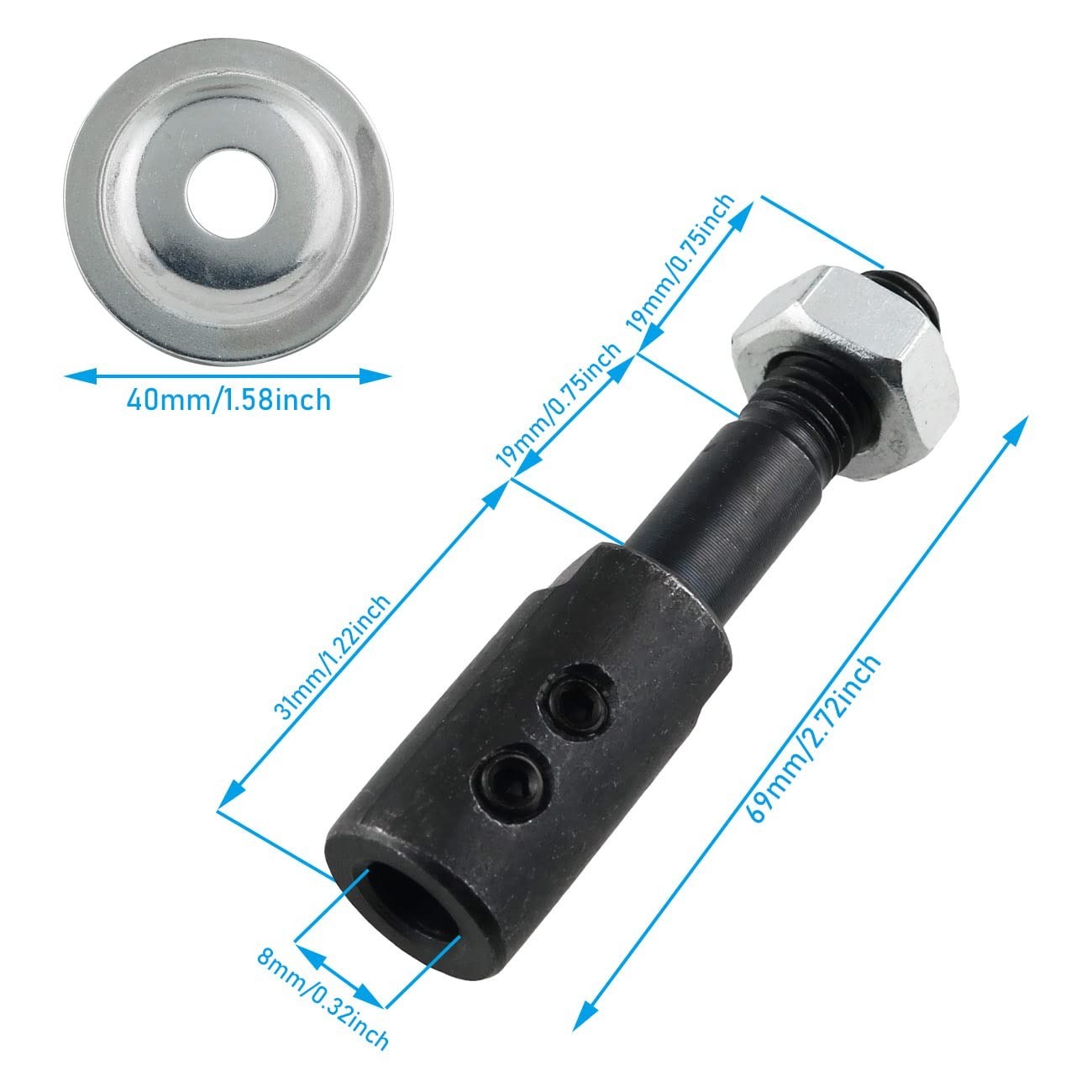 WHYHKJ 2Sets 8mm Motor Arbor Adapter Bench Grinder Extension Shaft Threaded Shaf