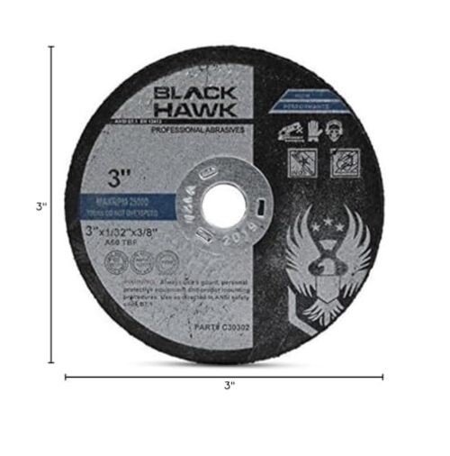 Metal and Stainless Steel Cut Off Wheels for Die Grinders – 3” x 1/32” x 3/8”