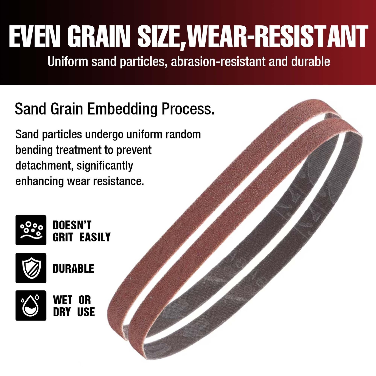 Purple File Sanding Belt Abrasive 1/2 in x 18 IN- Pack of 20 – GRIT 80