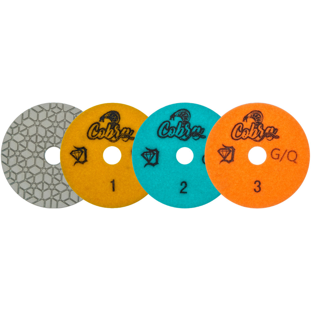 4” Three Step Diamond Polishing Pads For Granite, Quartz & Marble