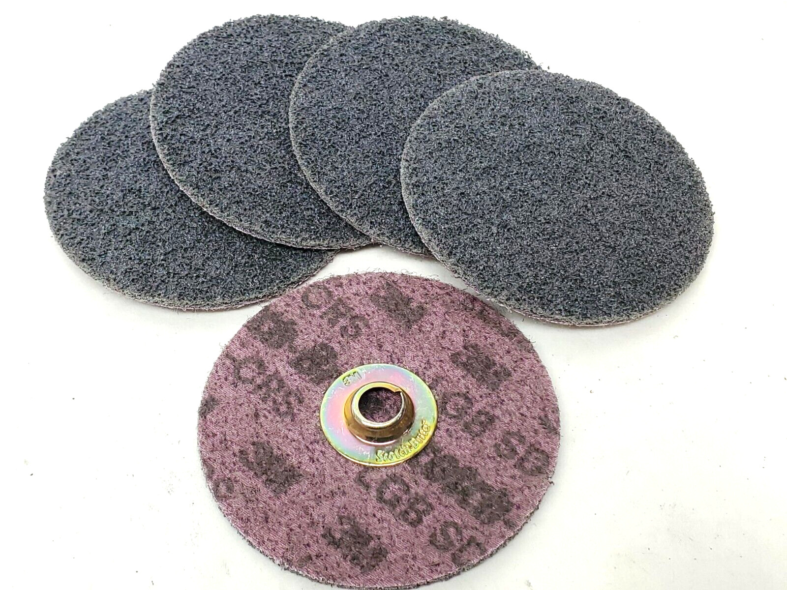 5 PACK 3M Scotch-Brite 60349 4-1/2″ GB-DN Roloc TN Quick Discs Aluminum Oxide HR