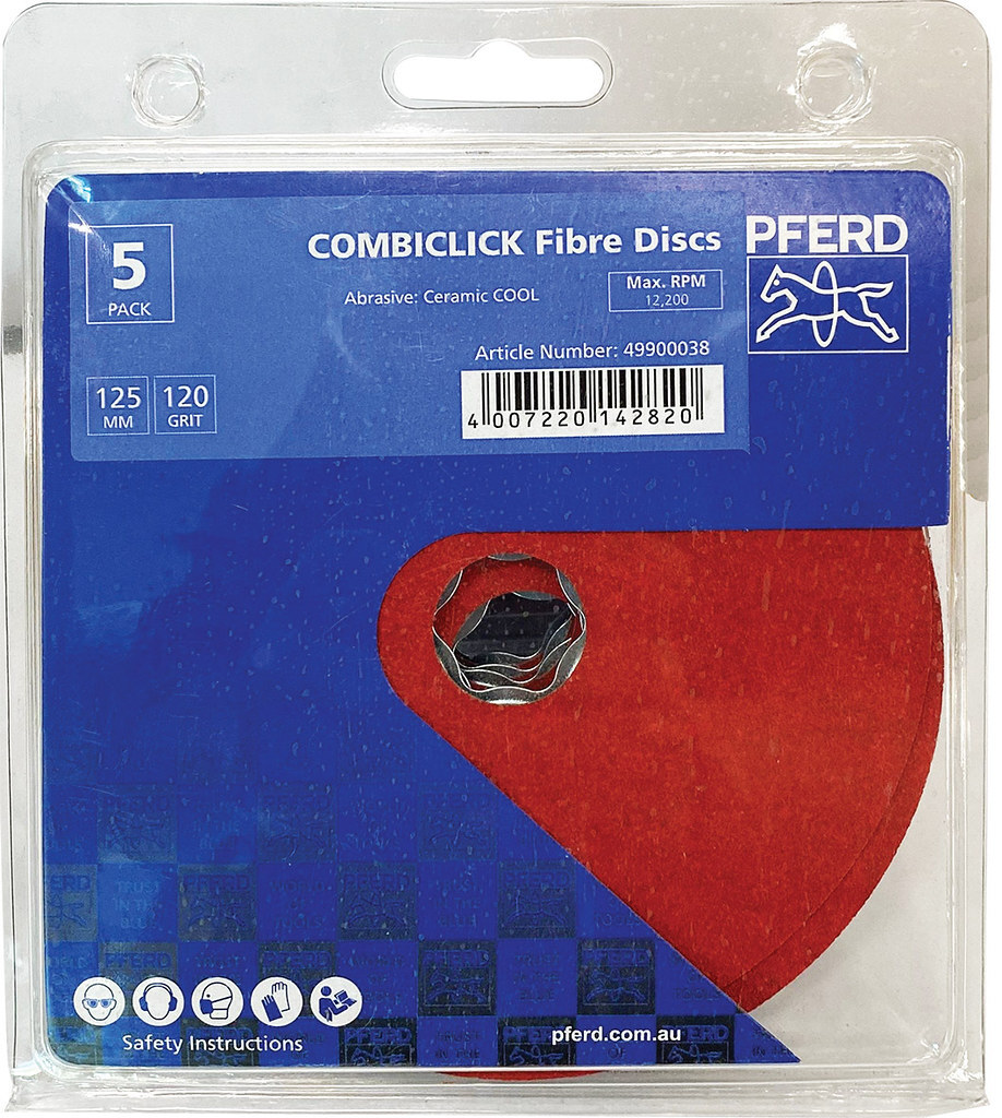5x PFERD 5″ 125mm Ceramic Fibre Sanding Discs 36 60 80 120 Grit Combiclick CC-FS