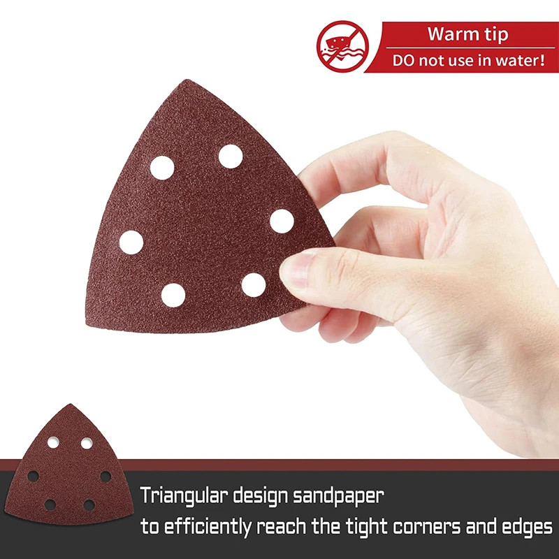 10/20/50 PCS Triangular Sanding Disc 90mm Delta Sander Hook & Loop Sandpaper