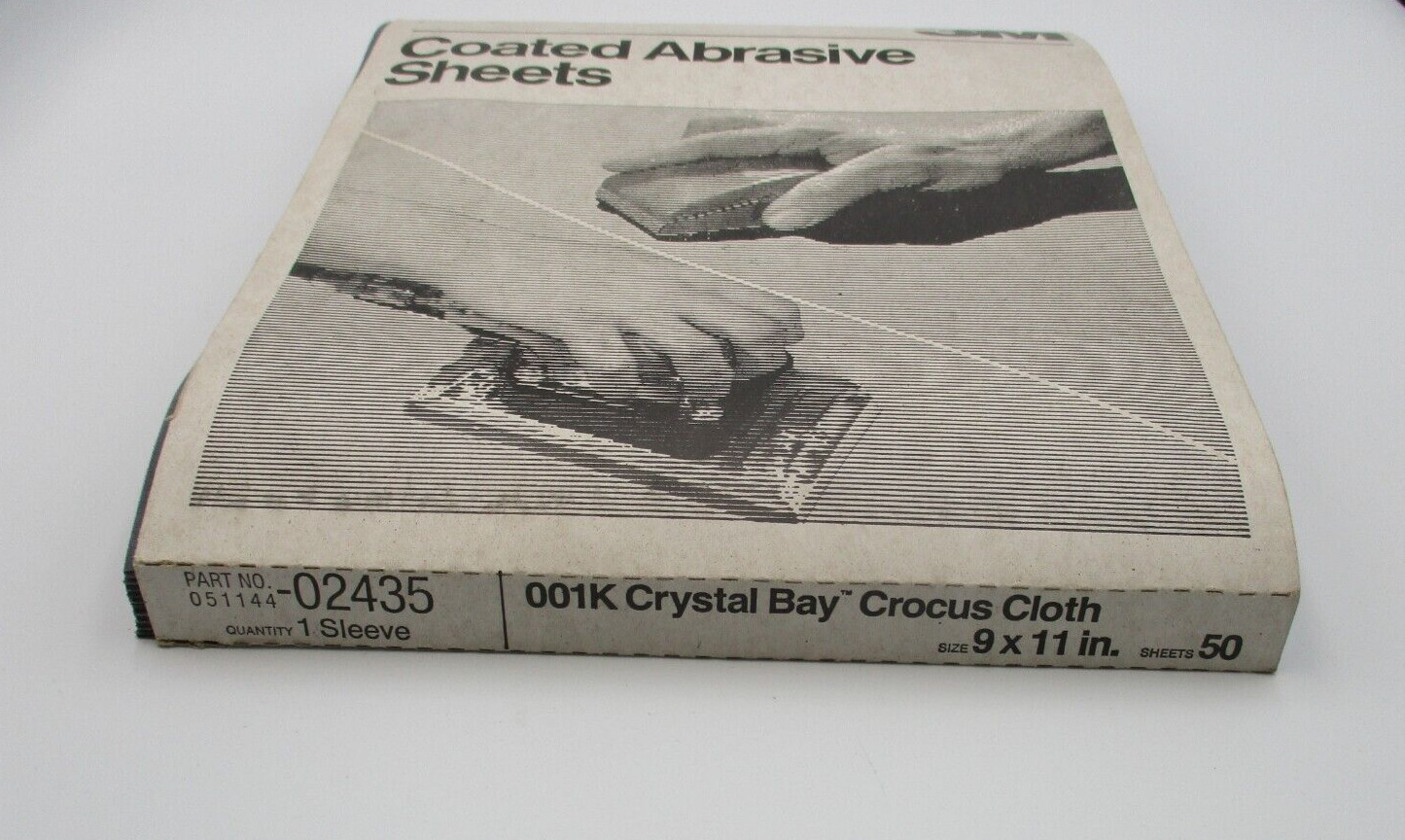 50 Pc 3M 001K Crystal Bay Crocus Cloth 9×11 in Coated Abrasive Sheets 1000 grit