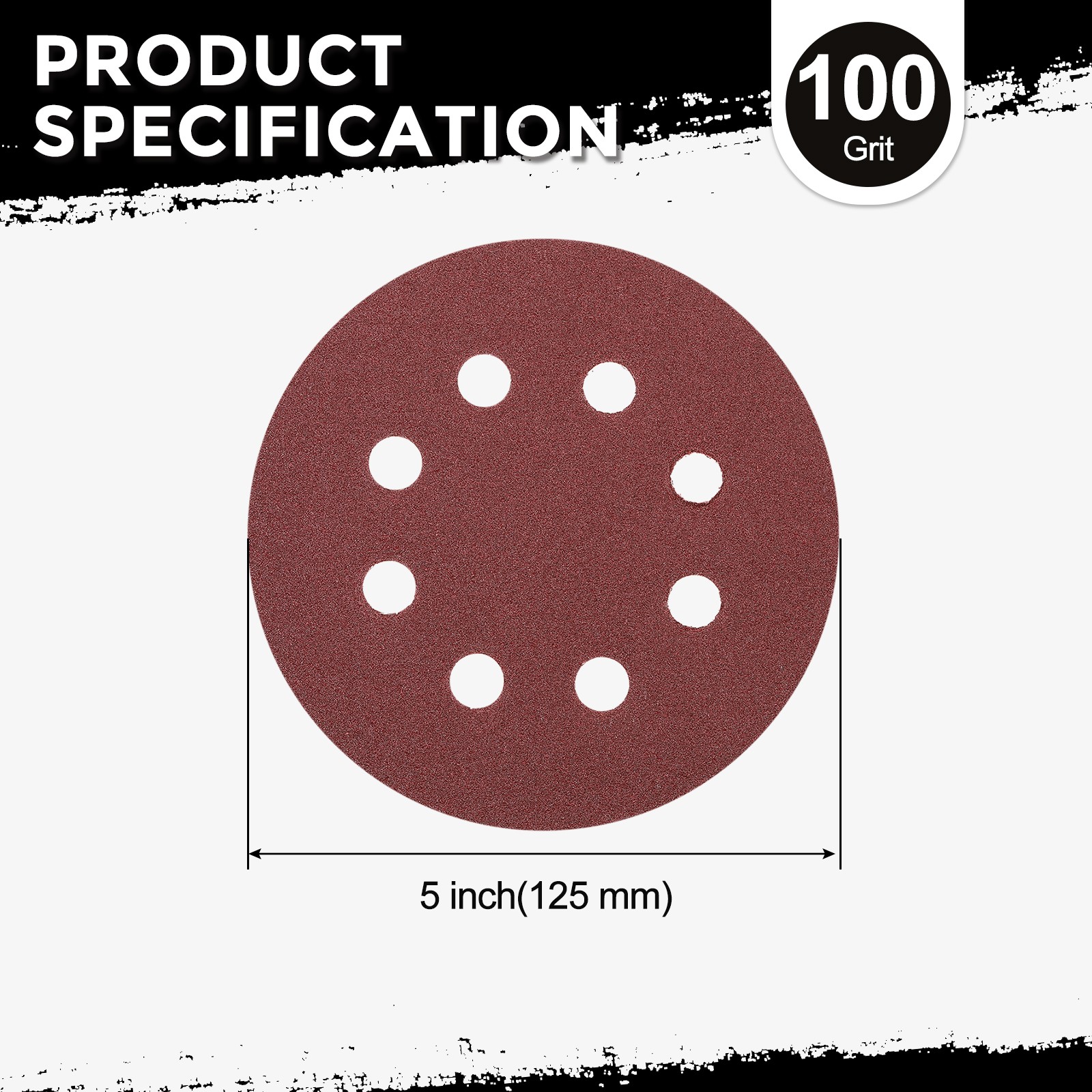 110 Pcs Sanding Disc 5 Inch 100 Grit 8 Hole Random Orbital Sandpapers, Red