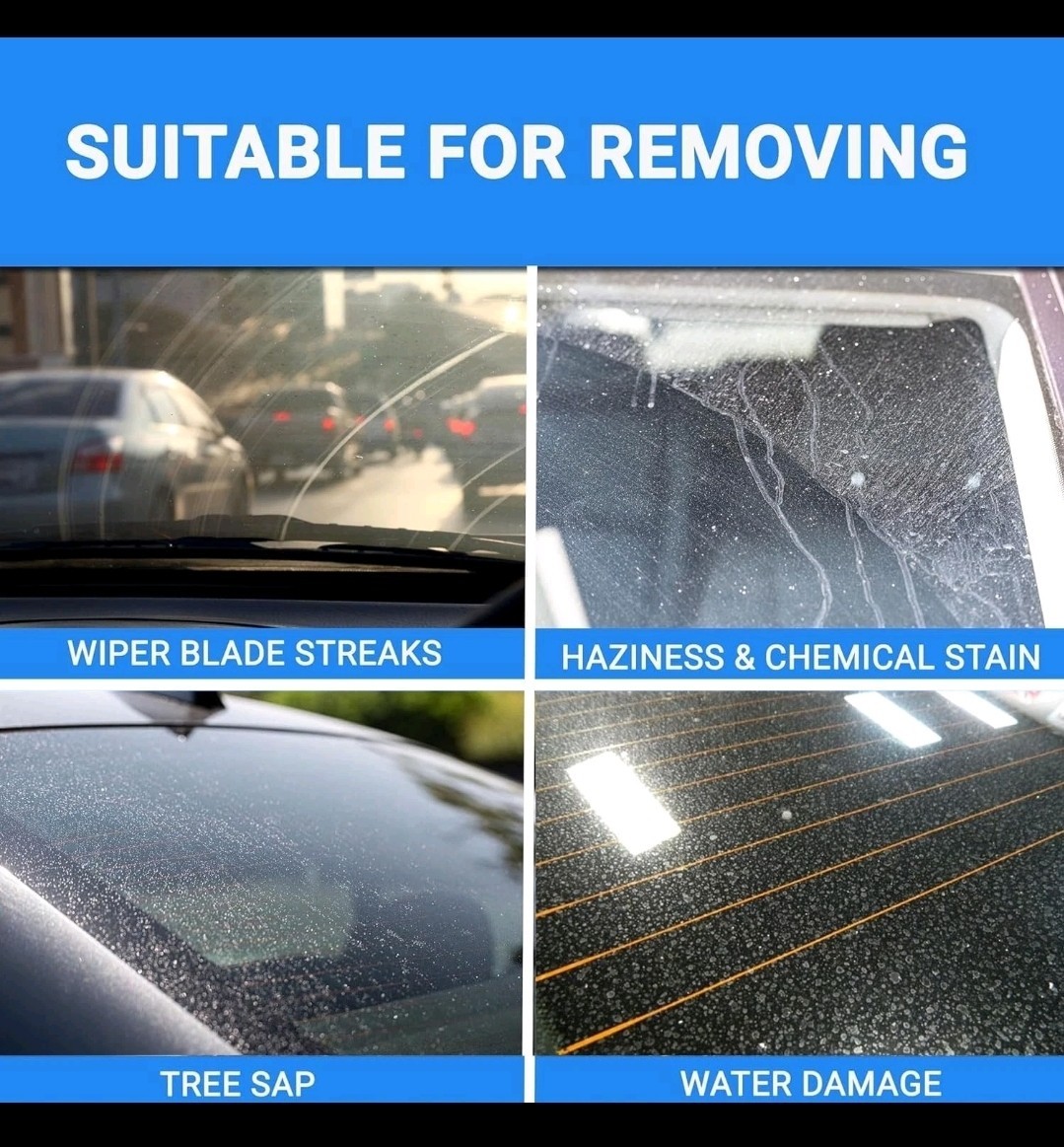 Glass Polish Windscreen Polishing Kit 1.7oz Compound, 3″ Pad, Drill Attachment