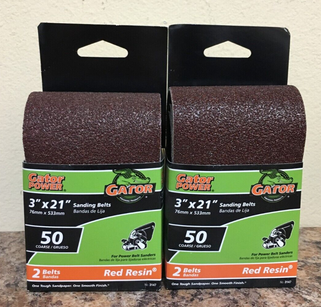 Gator 3147 3 in. X 21 in. Sanding Belts 50 Grit Coarse 2 Pks of 2 Pcs.