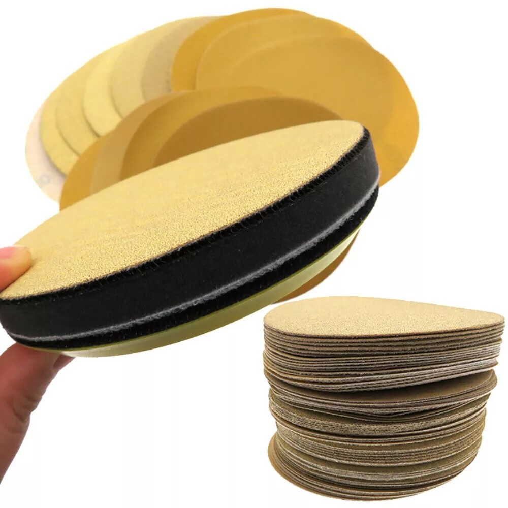 75mm 125mm 225mm Yellow Sanding Discs Hook & Loop Sandpaper Pads 40 – 1000 Grit