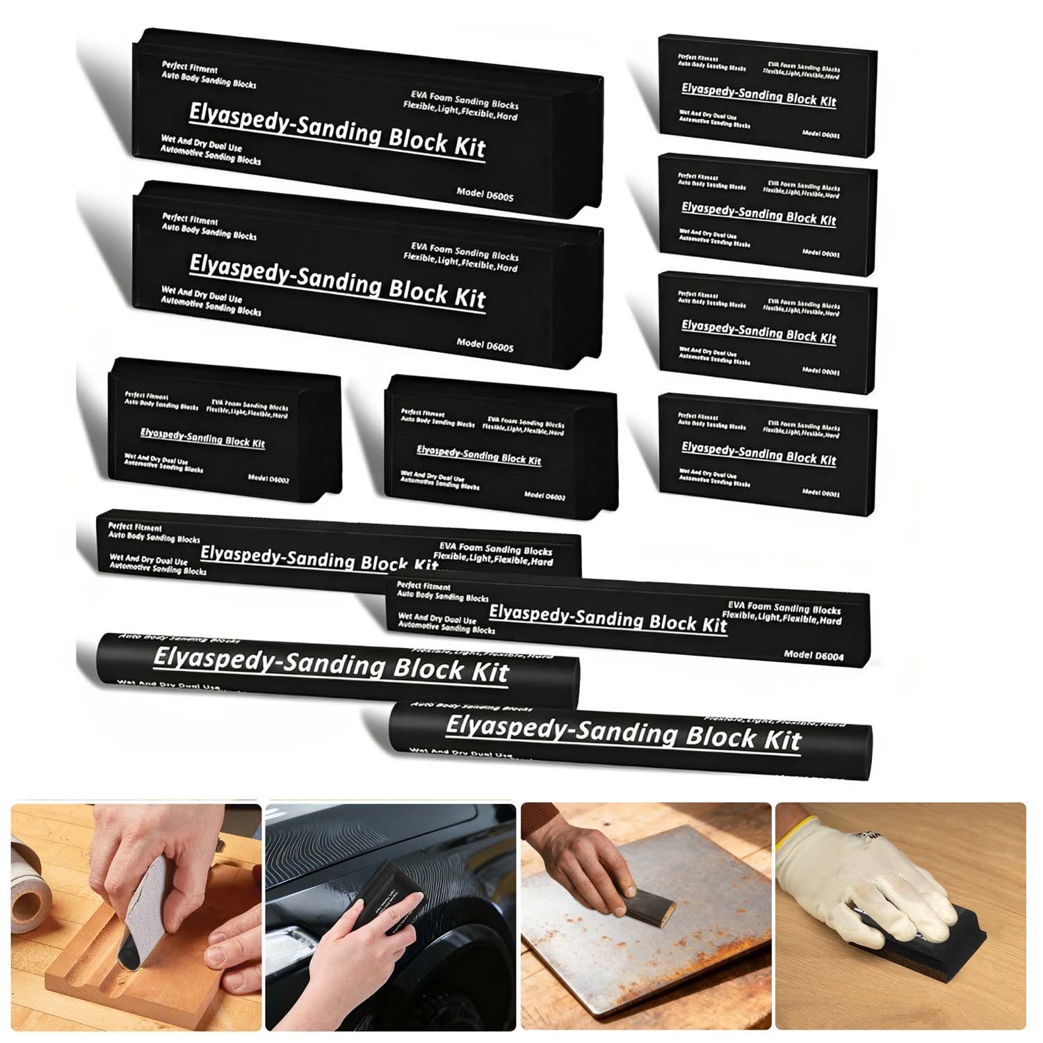 12x Sanding Block Kit Flexible EVA Wet Dry Sanding Blocks for Auto Body Woodwork