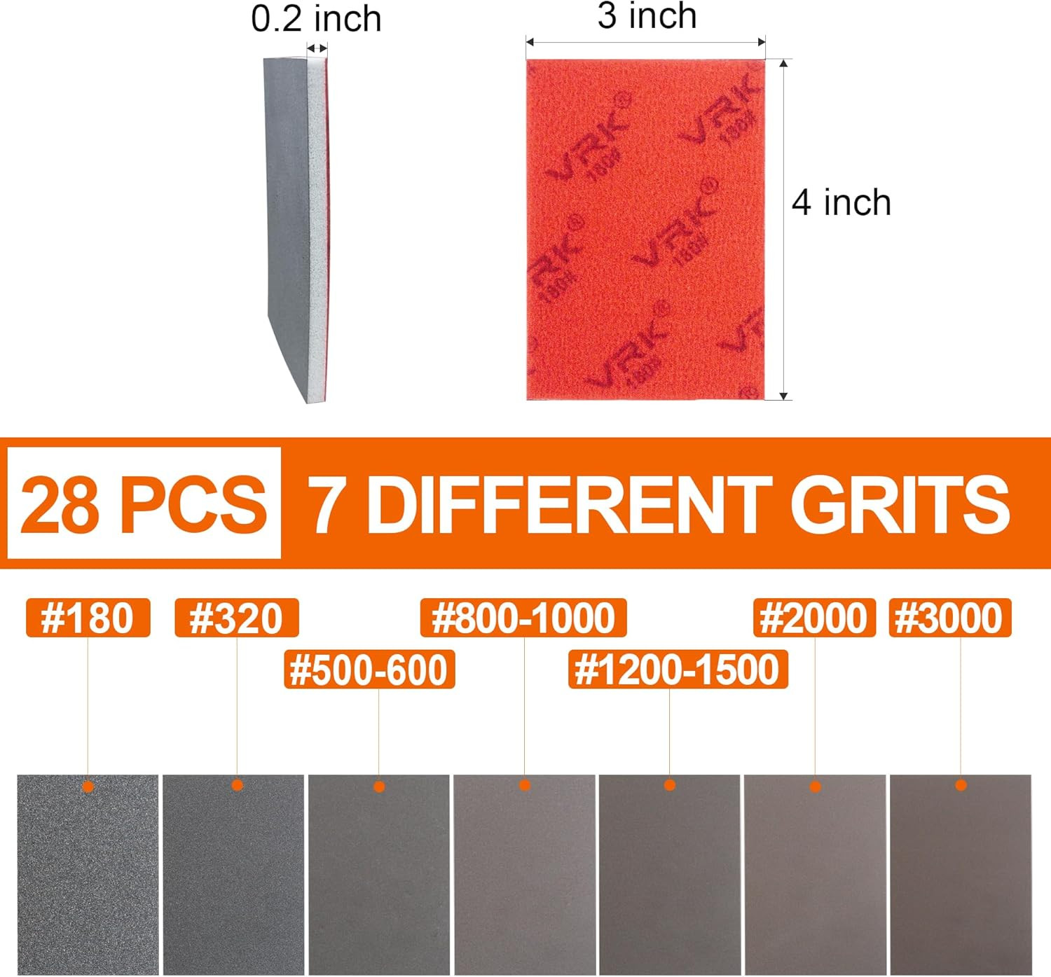 28 Pcs 180-3000 Grit Sanding Sponge,Ultra Fine Sandpaper,Soft Foam Hand Sander B