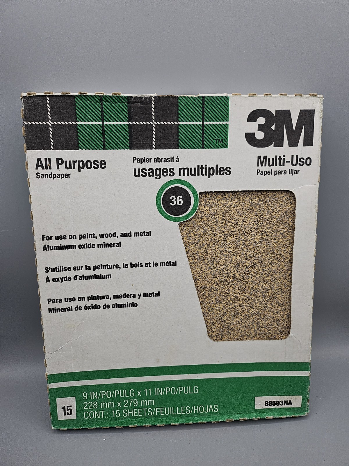 15-Count 9 x 11-Inch 36-Grit Aluminum Oxide Sandpaper