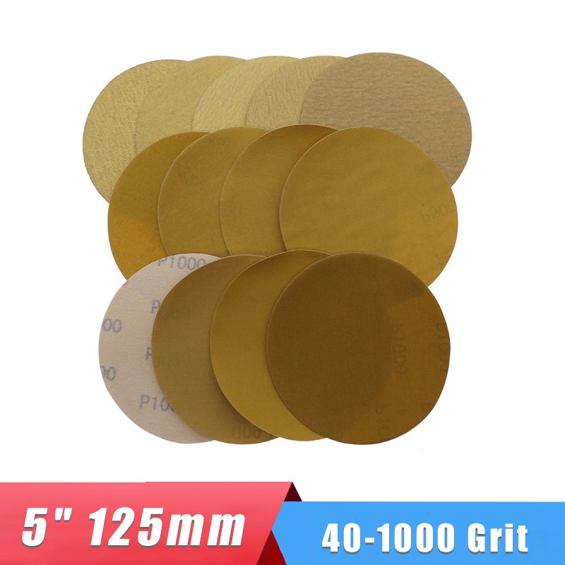 5″ 125mm Yellow Dry Sandpaper Abrasive Sanding Discs Polishing Pad 40-1000 Grit