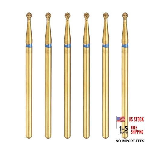 6pcs 120-140 Grits Diamond Grinding Bit Ball Head 2.35mm Shank Length 2mm Blue