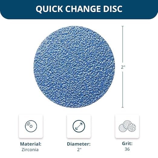 Benchmark Abrasives 2″ Zirconia Quick Change Sanding Discs, 2 inches, Blue