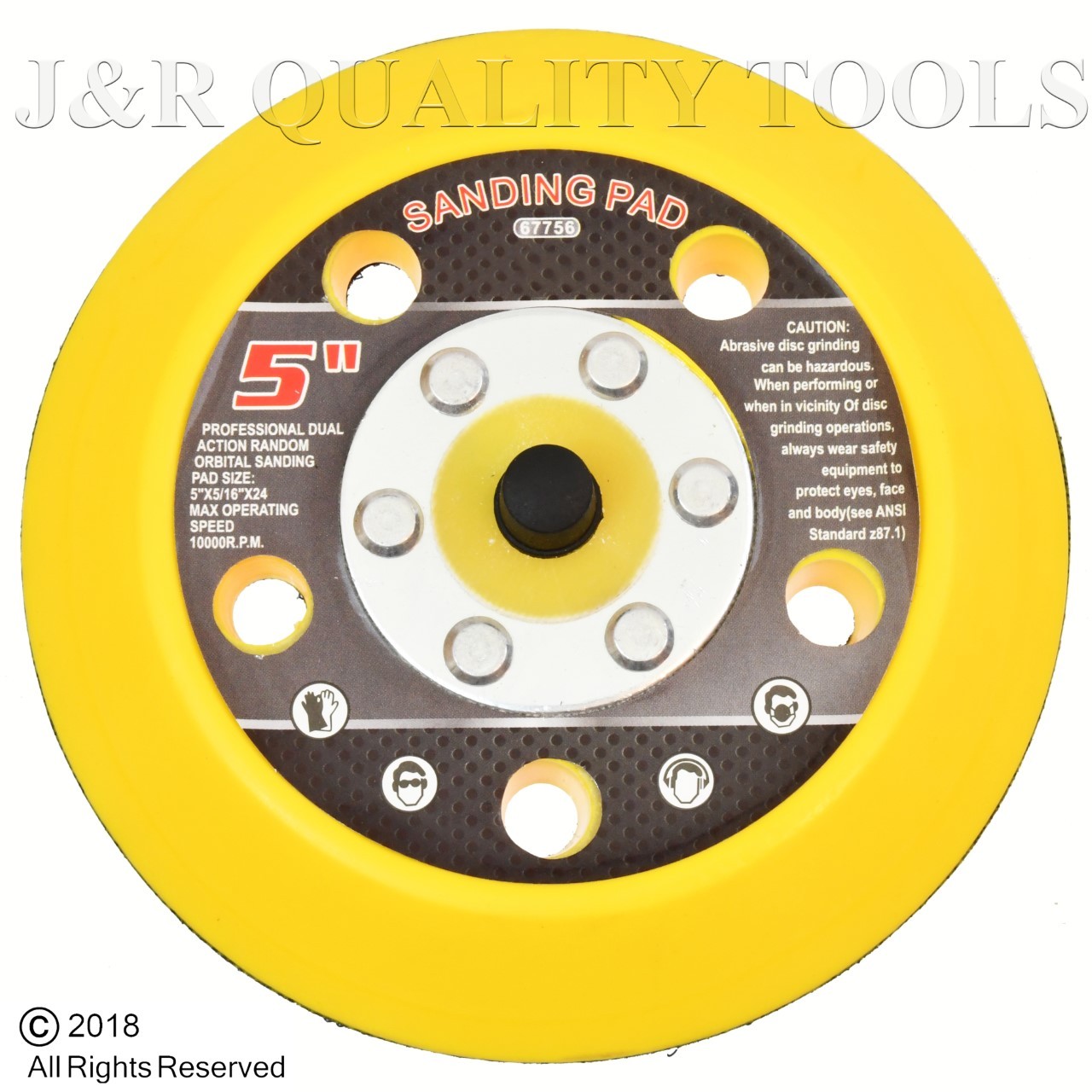 5″ Hook and Loop Face Sanding Pad Air Vacuum Pneumatic Sander Grinder Tool