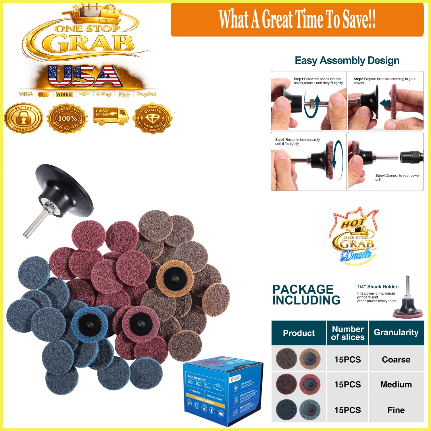 46PCS 2 Inch Surface Conditioning Discs Aluminum Oxide for Die Grinder Polishing