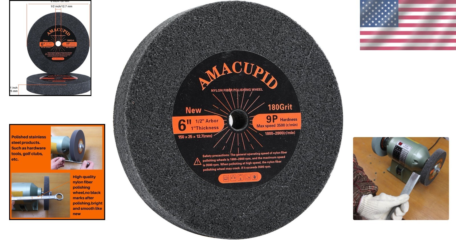 Durable Silicon Carbide Buffing Wheels – 6-Inch Nylon Polishing for Metal Work