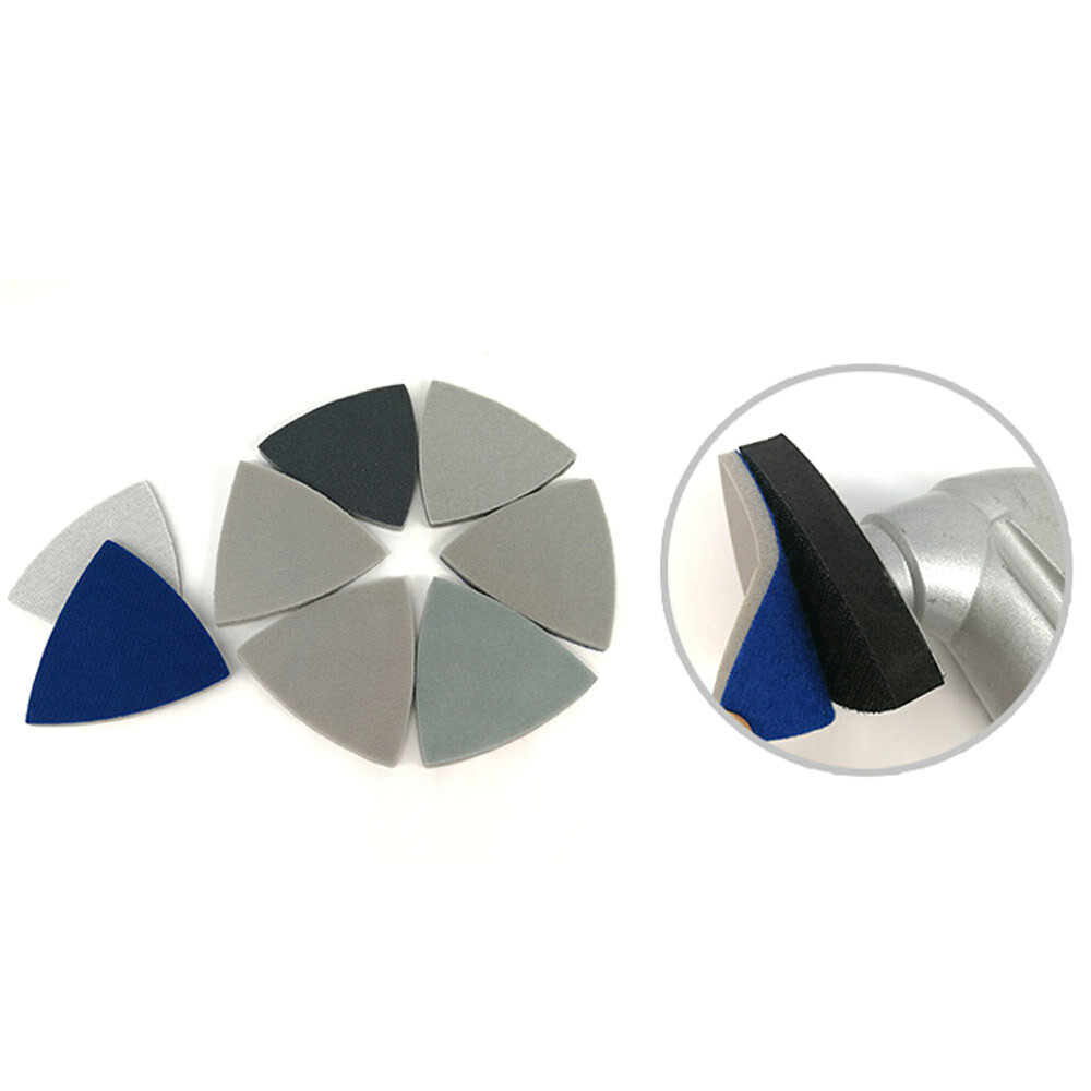 80x80x80mm Triangular Sandpaper Pads Orbital Foam Sponge Hook and Loop Sanding