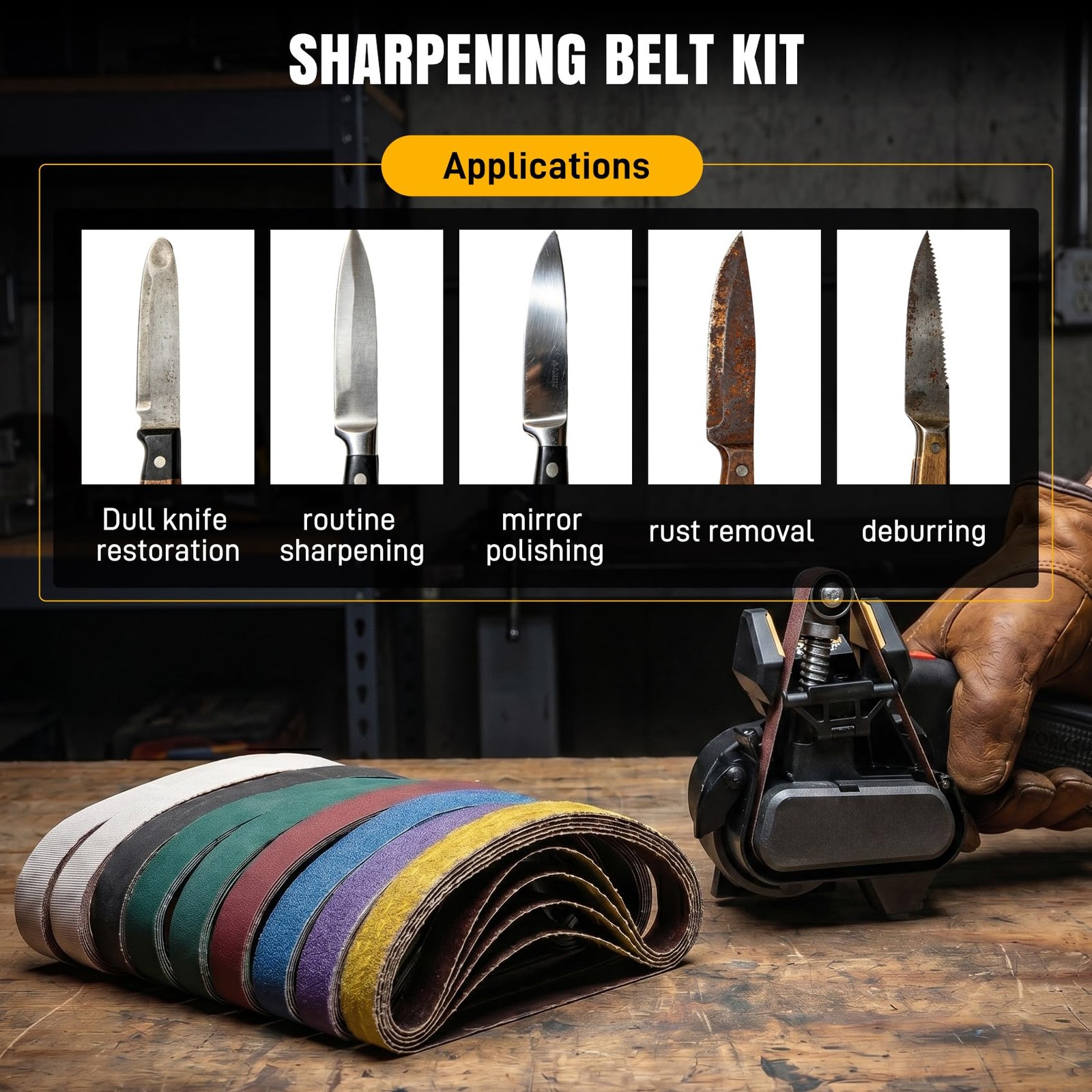 45 Pcs 12″ x 1/2″ Replacement Sharpening Belt Kit for Official Work Sharp Kni…