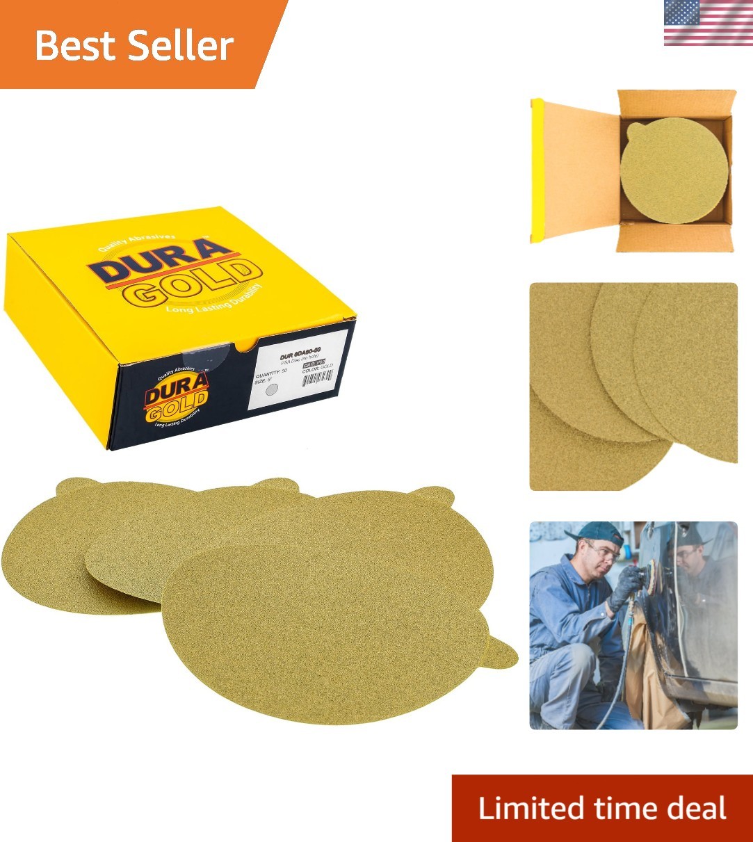 Sanding Discs 6 Inch 80 Grit Coarse PSA Sandpaper for Automotive Wood Metal 5…