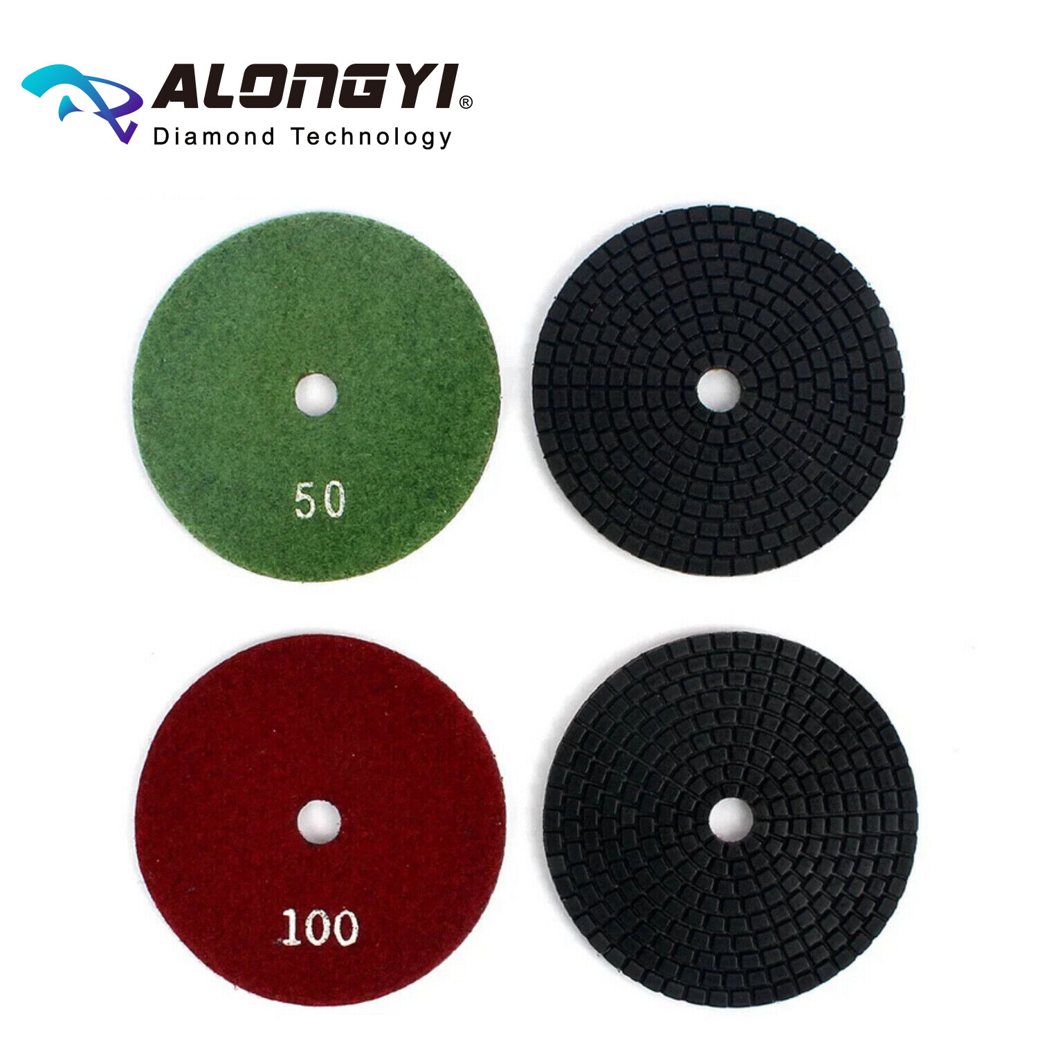 7 Pieces 4″ 100mm Wet Polishing Pads Flexible Diamond Polishing Disk