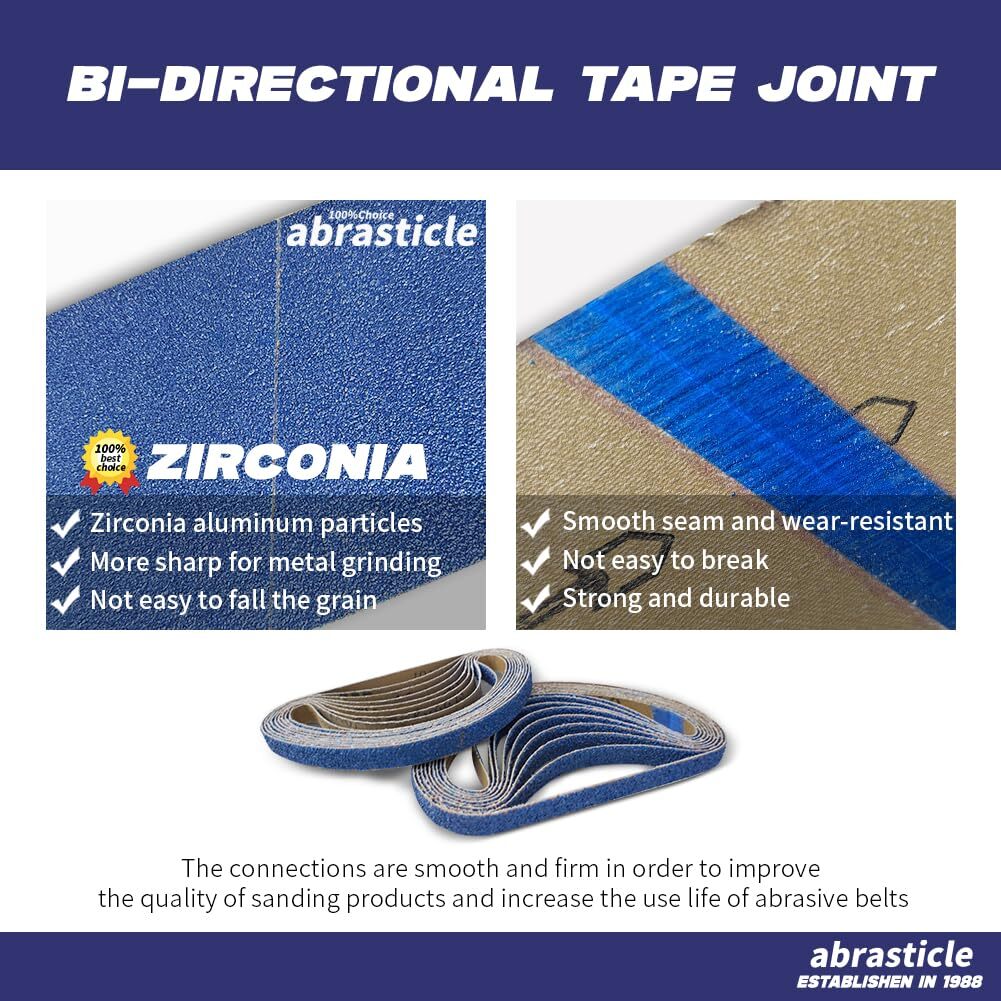 1/2″ x 18″ Zirconia Sanding Belts for Metal, 1/2 x 18 Inch Zirconia Metal Gri…