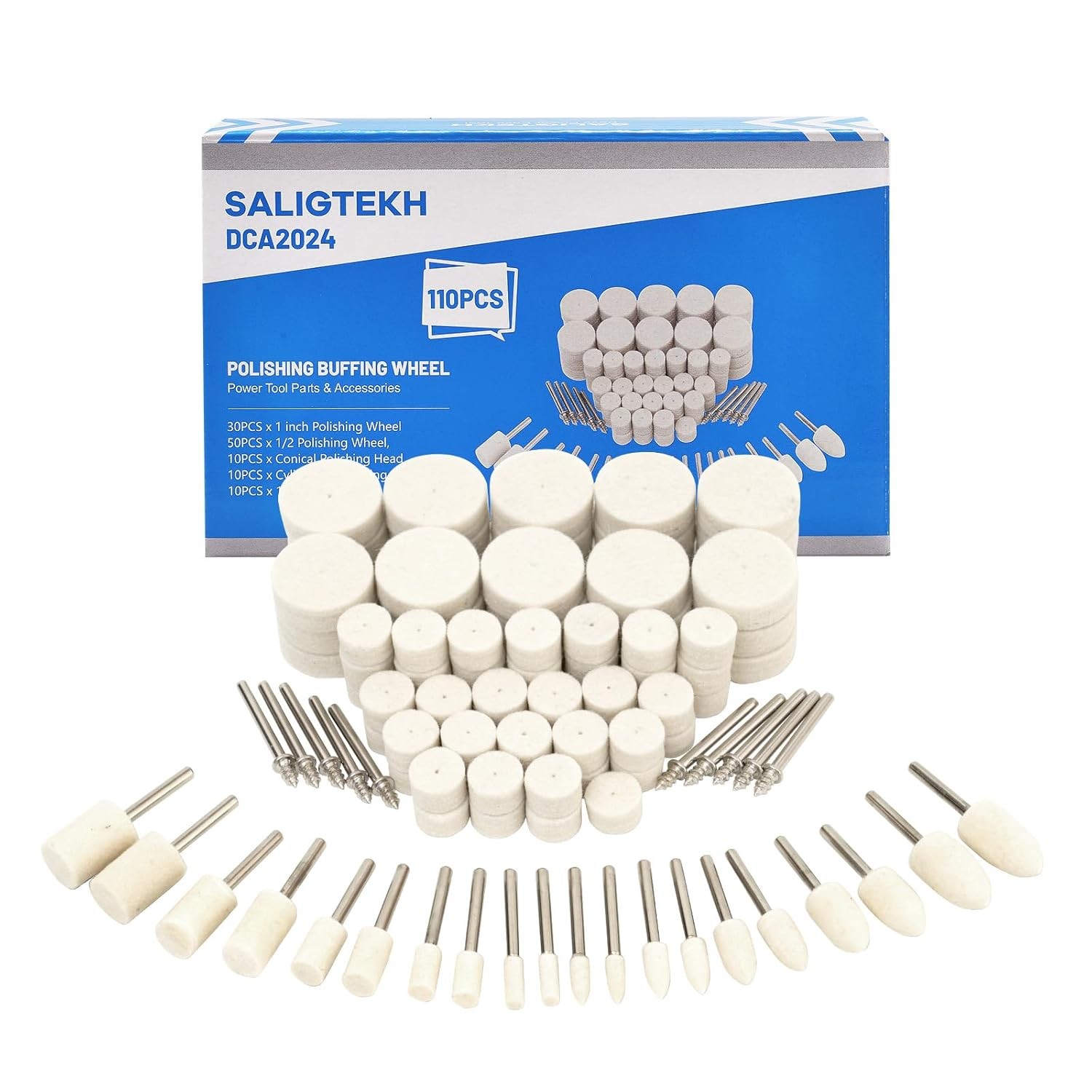 Polishing Buffing Wheel for Rotary Tool, 110PCS Wool Felt Wheel Accessories,Poli