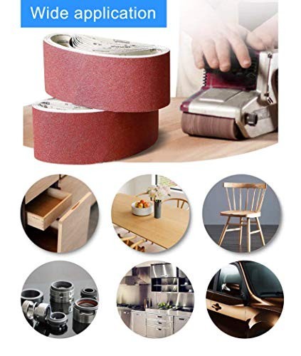 2.5″x16″ Sanding Belts – Aluminum Oxide Assortment, 18 Pack, 40-400 Grits, Durab