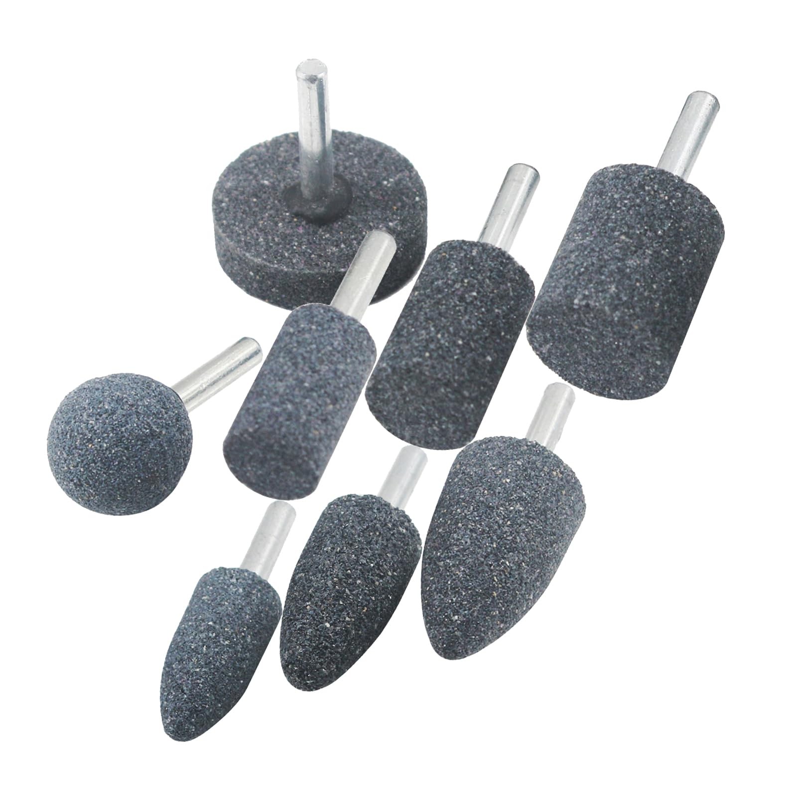Inovsolid 8 Pcs Assorted Drill Grinding Stones 1/4 Inch Shank Various Shape A…