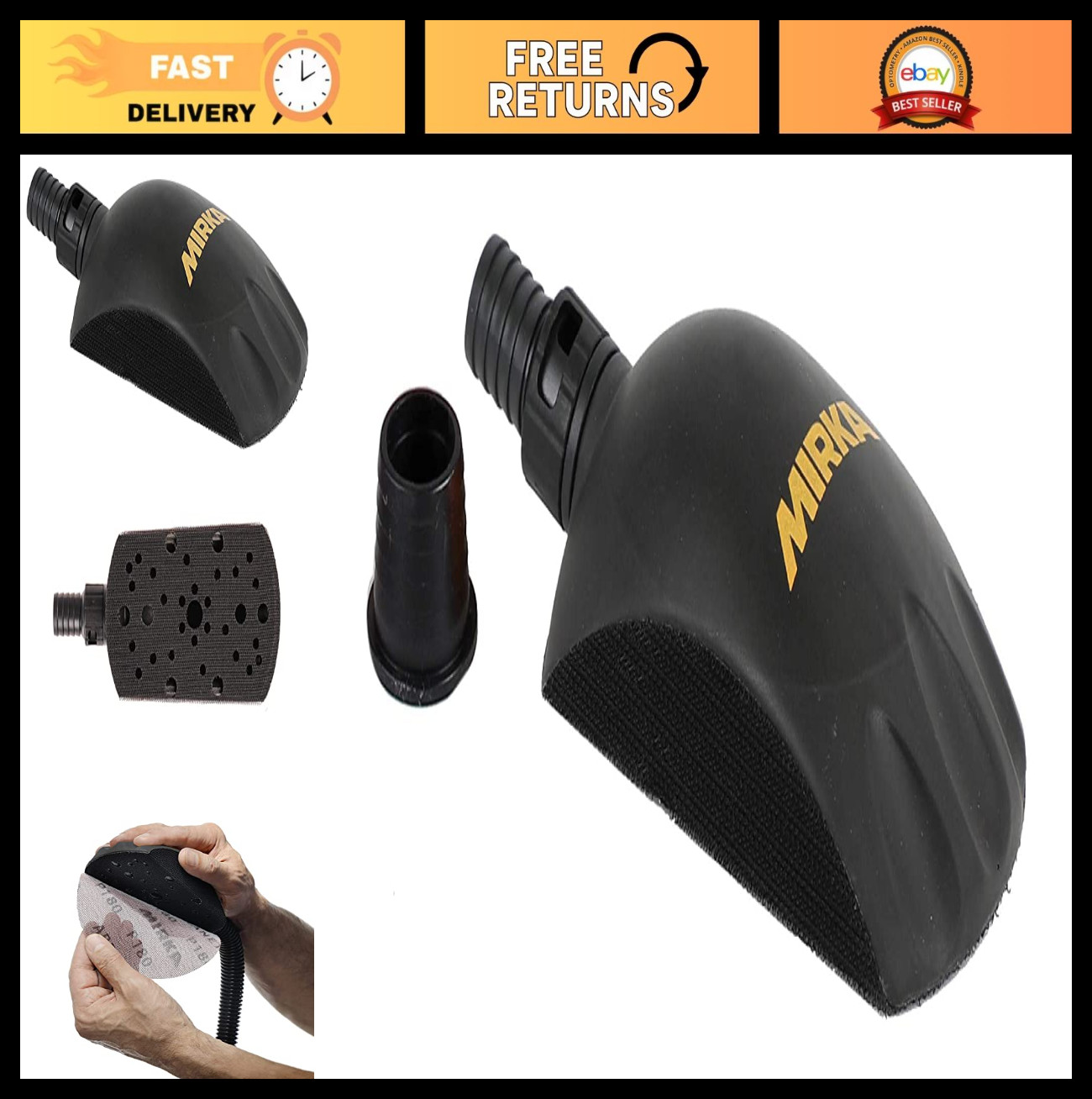Dust-Free Hand Sanding Block for 6″ Hook and Loop Sandpaper Discs – Roundy Tool
