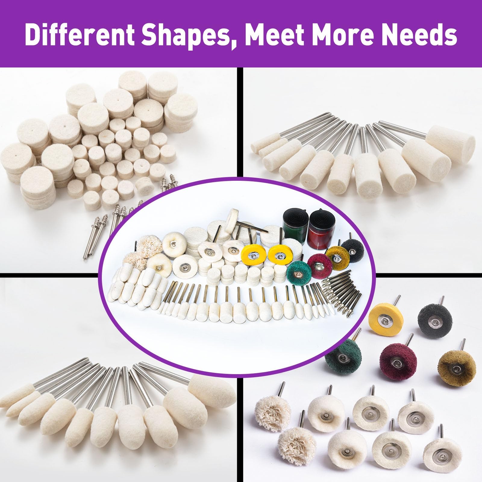114 PCS Polishing Kit with 2Pcs Polishing Compound for Dremel, Abrasive Buffi…