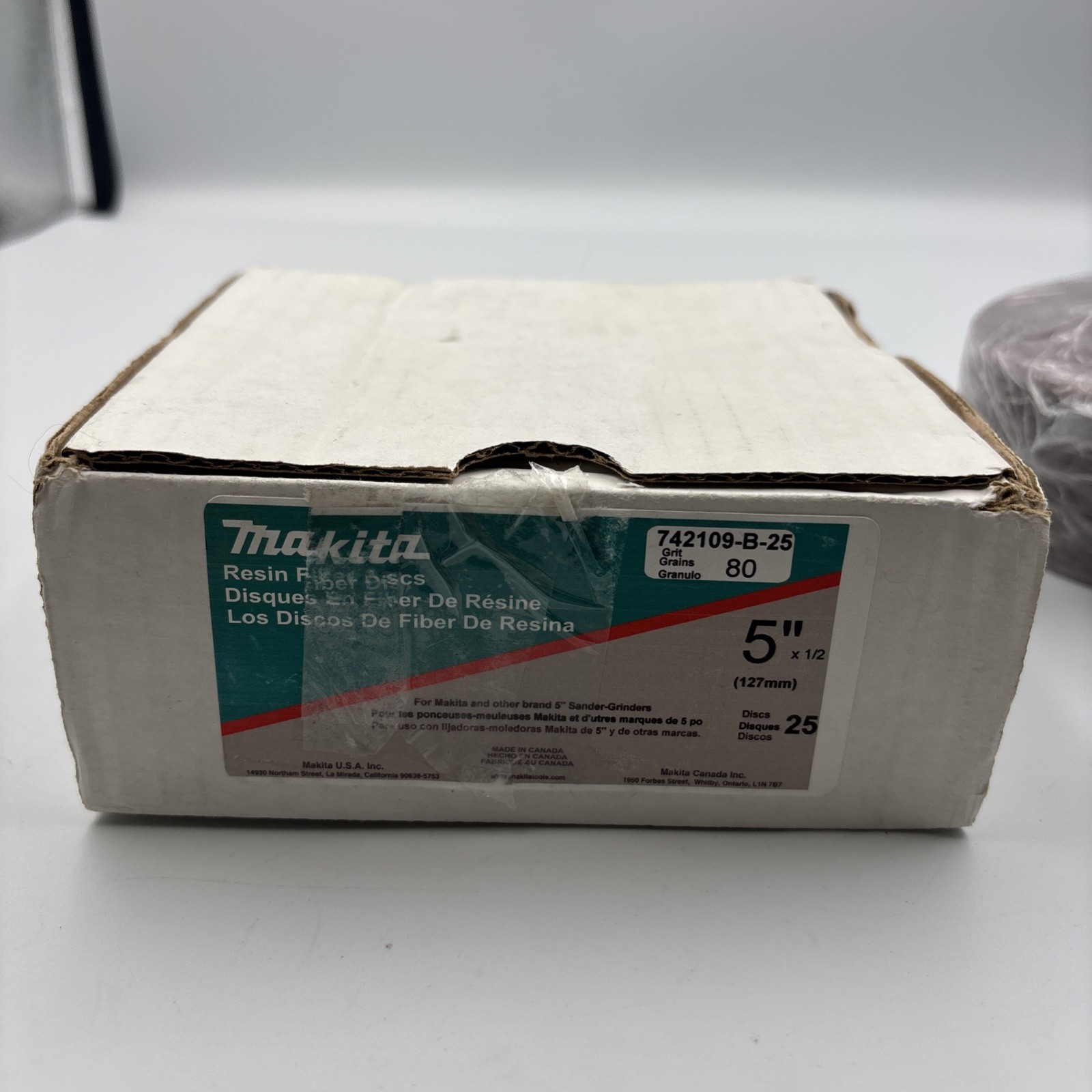 Makita 742109-B-25 Resin Fiber Sanding Discs 5″ x 1/2″ 80 Grit (25-Pack Box) New