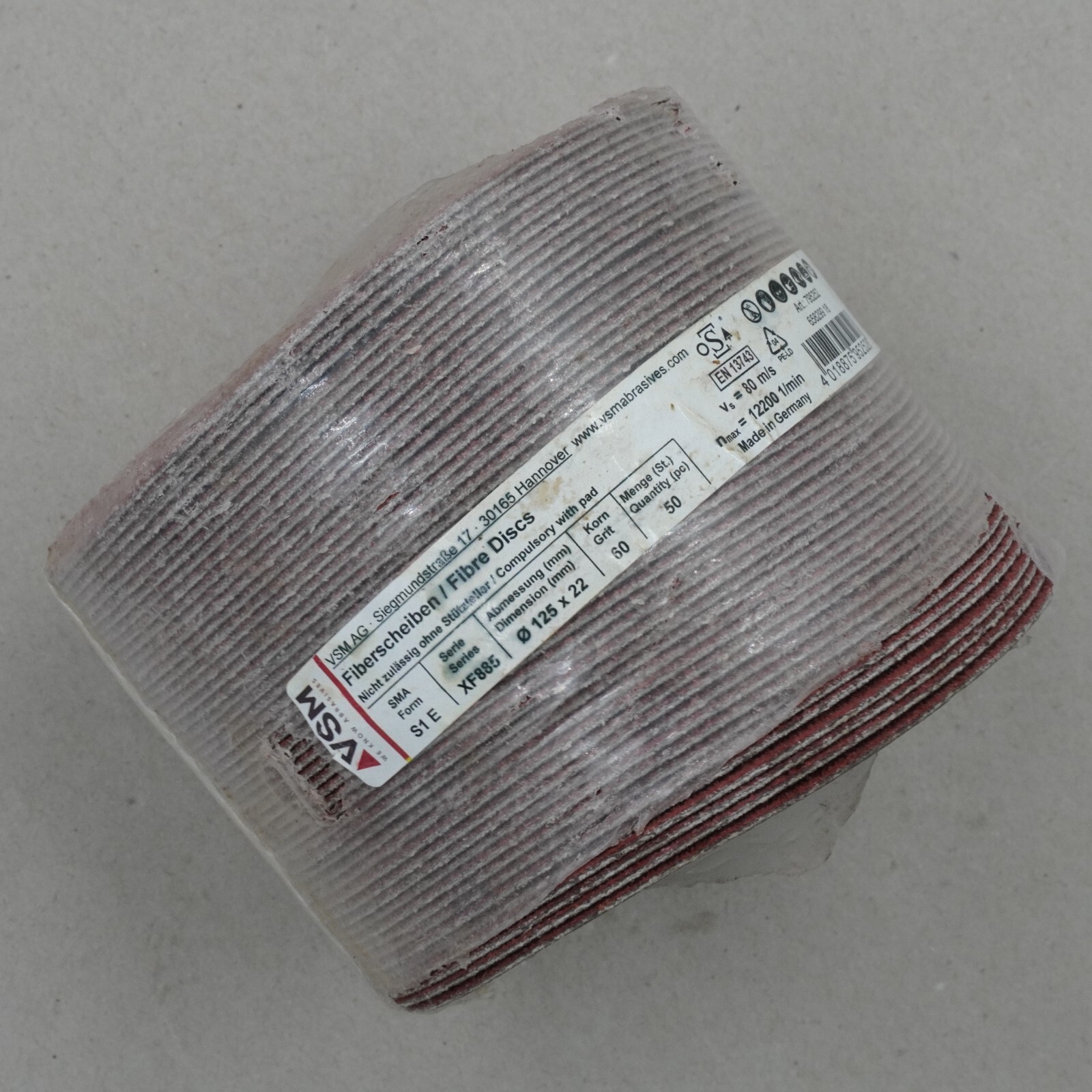 VSM 795252 Fibre Disc XF8985 Qty 50 60 Grit S1 E 125mm x 22mm