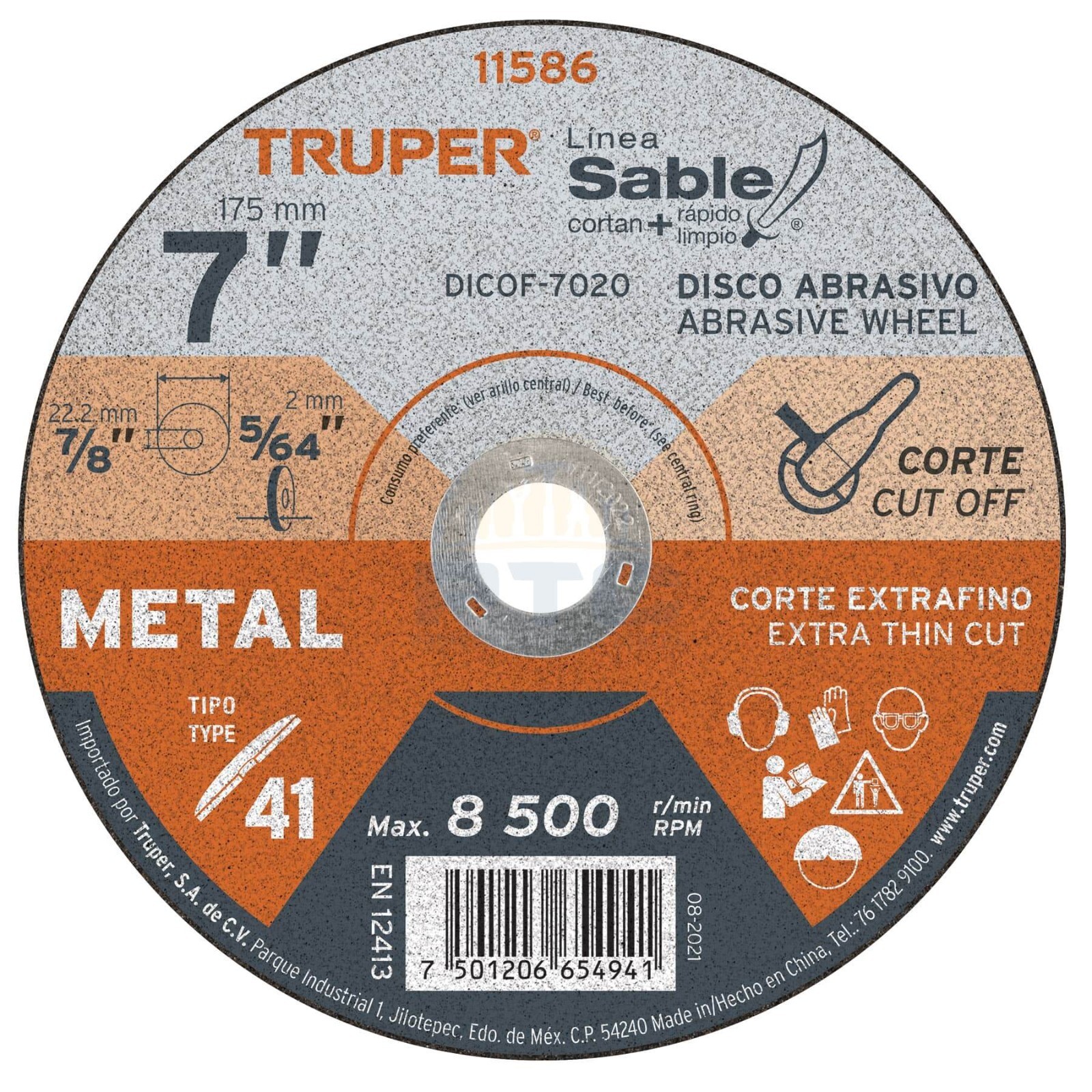 Truper DICOF-7020 7″ x 2mm Type 41 Disc Fine Metal Cutting, Saber