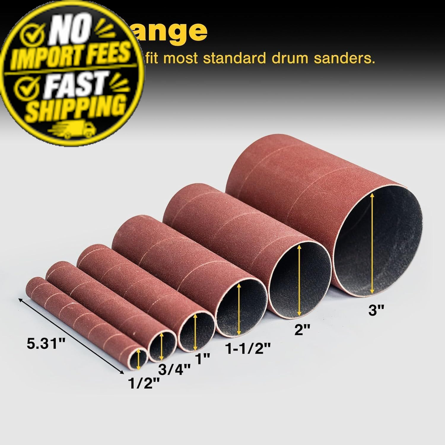 Dark Stone Sanding Sleeves for Oscillating Spindle 3-inch x 4-1/2-inch